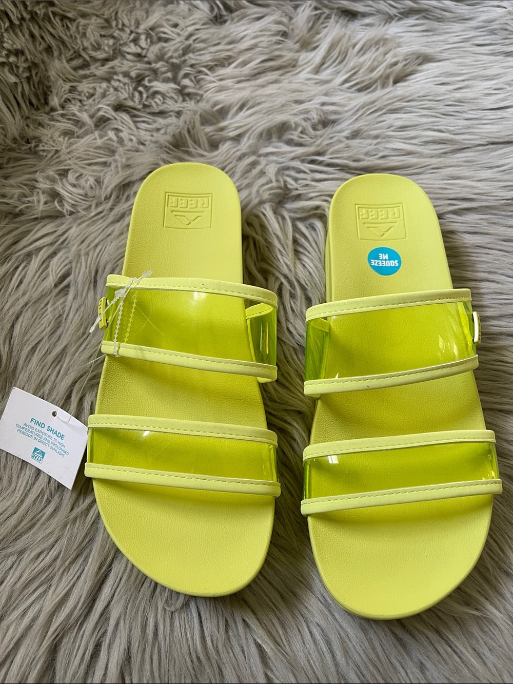 Reef Women Neon Lime Triple-Strap Slide Sandals